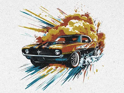 Classic Car Illustration graphic design illustrator photoshop