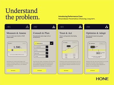 Hone Health - Card/ UI biological energy epigenetics health healthspan hormones illustration interface levels lifespan longevity medical mood science supplement telehealth testosterone ui ux weight