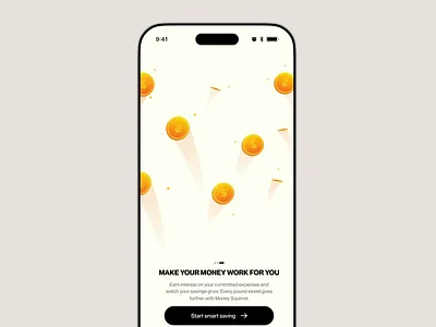 Money Squirrel - Onboarding for fintech mobile app app bag branding coin colors cta design illustration logo mobile money onboarding piece product design sidebar ui ux