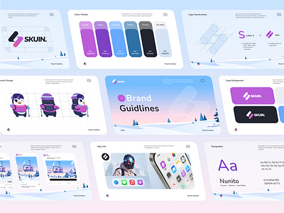 Skuin - AR SKi Goggles App app design brand book brand guidline branding colorful goggles identity design illustration logotype mascot mascot illustration nurdiansyah penguin mascot popular ski ski app skuin snow snowboard typography