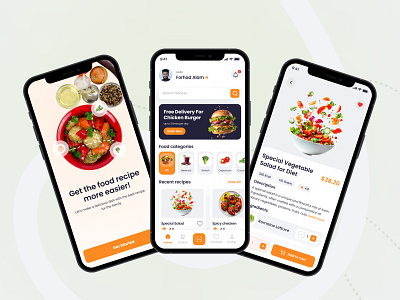 Food Recipe App UI Design app app design cook cooking delicous dribbble eat firqah firqah lab food food app food recipe illustration logo mobile recipe restaurant restaurant food ui uiux