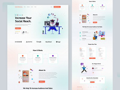 Social Marketing Landing page by Attractive UI on Dribbble