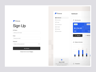 Finovus - Onboarding animation banking clean design finance financial financial services fintech login motion onboarding saas sign in sign up ui uidesign ux uxdesign web design website