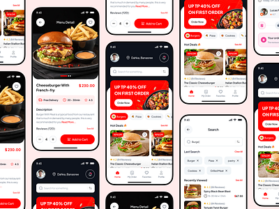 Food Delivery Mobile App appmockup darkmode ecommerce foodapp fooddelivery minimaldesign mobiledesign mobileui modernui neumorphism productdesign restaurantapp uiux userinterface