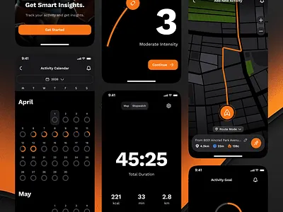 sandow v2: AI Fitness & Nutrition App | Activity Tracker/Monitor activity monitor app activity tracker app activity ui ai fitness app ai workout app clean coaching app figma ui kit fitness mobile app fitness ui kit minimal modern nutrition app nutrition ui kit orange personalized fitness smart fitness smart workout wellness app workout app