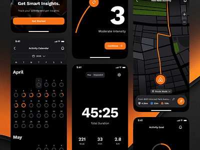 sandow v2: AI Fitness & Nutrition App | Activity Tracker/Monitor activity monitor app activity tracker app activity ui ai fitness app ai workout app clean coaching app figma ui kit fitness mobile app fitness ui kit minimal modern nutrition app nutrition ui kit orange personalized fitness smart fitness smart workout wellness app workout app