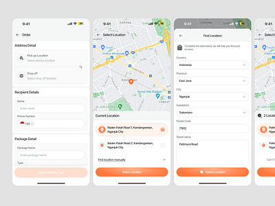 Select Location - Logistic Mobile Apps clean ui design find location google maps google maps api graphic design logistic logistic mobile app maps modern ui package package mobile app pickup select location shipping mobile app typography ui ui design ui ux design ux