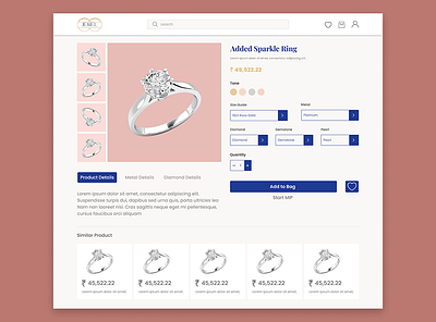 Detail Page of Jewelry Brand addtocart animation branding buynow daimond deatil detailedpagedesig elegentdesign graphic design jewelery jewelerybrand jewelerybuypage logo page product productdesign productdetailpage ring simplecleandesign ui