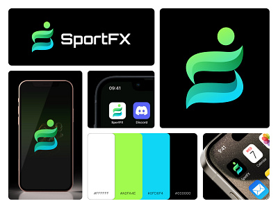 SportFX | AI-powered athlete sports performance app logo ai logo app icon design app logo athlete brand guide brand identity brandbook branding data analysis app data analysis logo gradient logo graphic design logo modern app logo performance app software branding sports app logo startup app logo tech branding technology logo