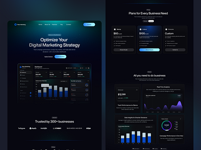 Landing Page (Saas Digital Marketing) blue digital marketing figma grdient landing page saas ui website