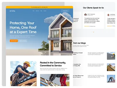 Roofing Repair Service Website Design agency design elementor framer home landing page product property roofing service ui ux web webflow website