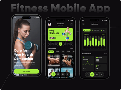 Fitness App Design Concept app app design calorie chart calorie statistics chart design dashboard fit app fitness app fitness mobile app home design home screen home screen app mobile app mobile app design mvp sports app sports mobile app statistics ui design ux design