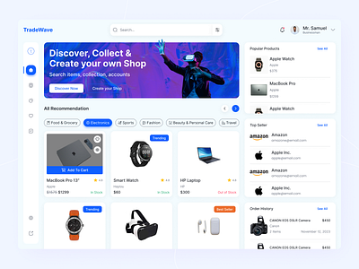 TradeWave – Modern E-Commerce Dashboard UI product management ui