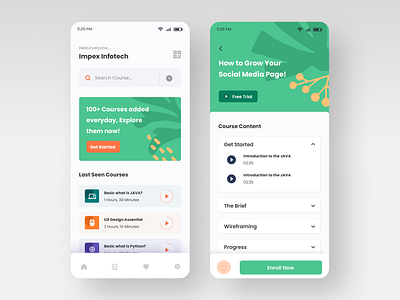 Modern E-Learning App UI dribbbleshots graphic design mobileappdesign onlinelearning ui uxdesign