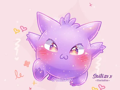 Gengar pokemon by sailizv.v adorable adorable lovely artwork concept creative cute art design digitalart illustration