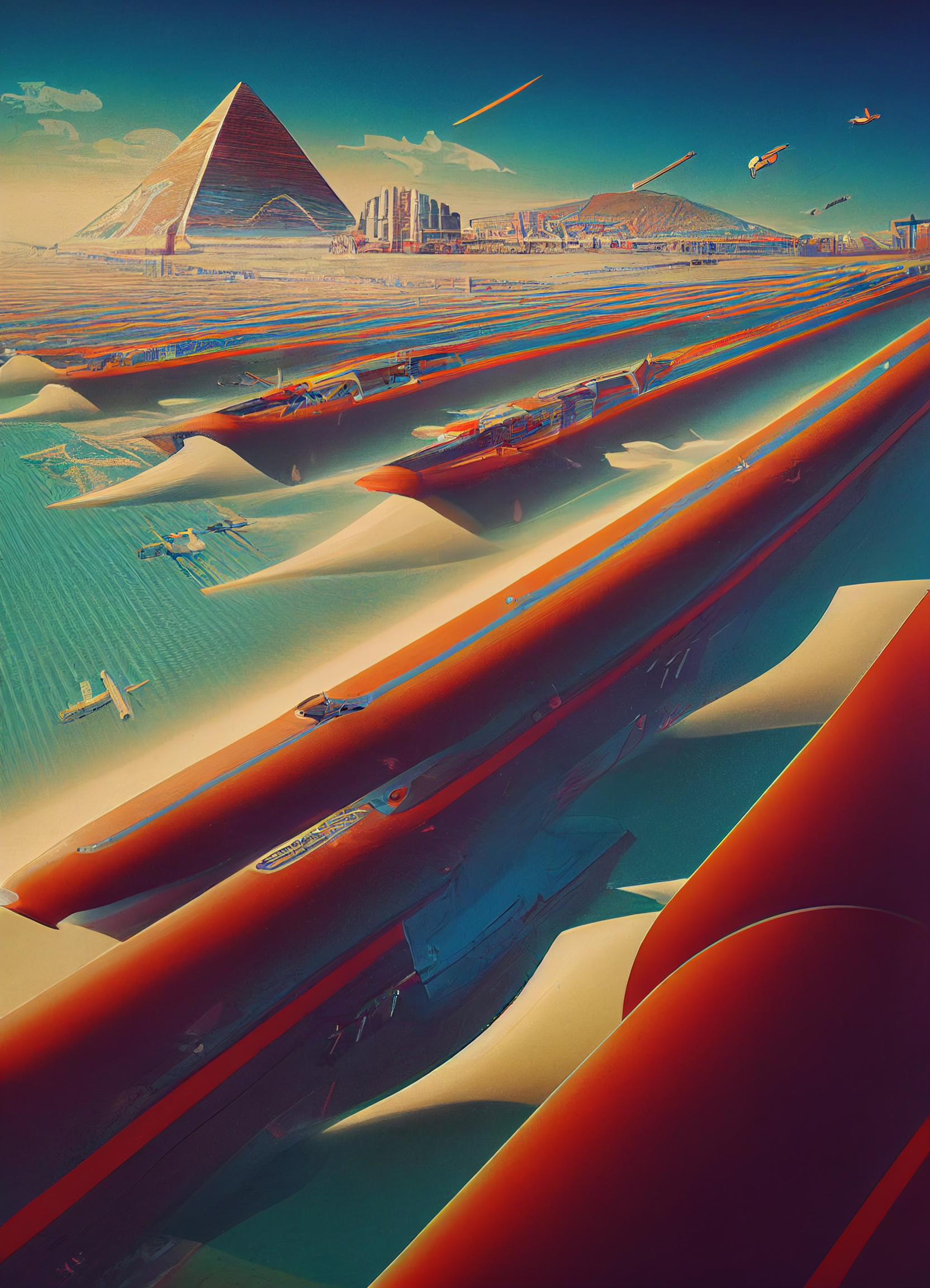 AI's interpretation of Retro Futuristic Travel