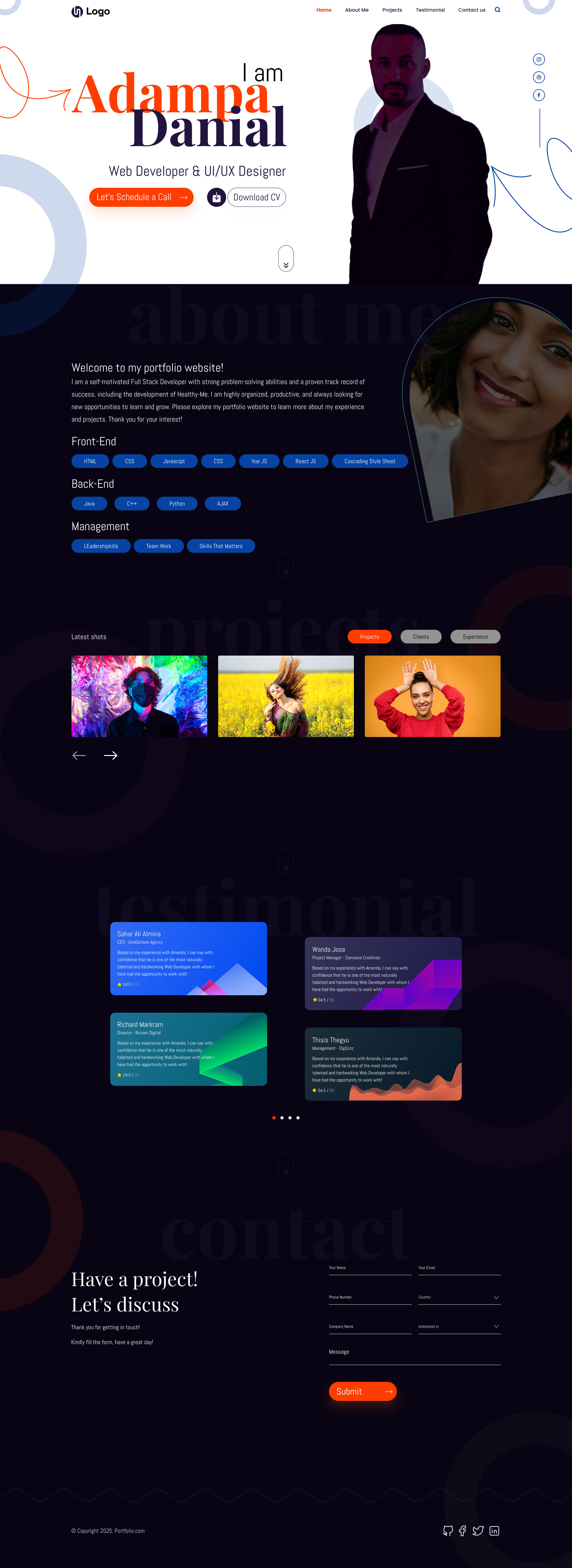 Portfolio Website ui