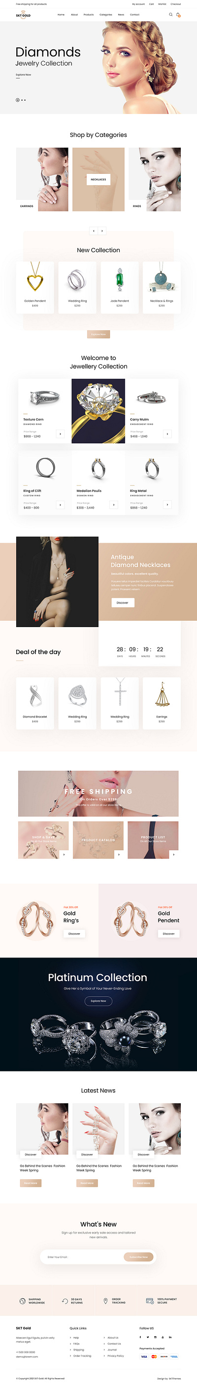 SKT Gold - Jewellery eCommerce WordPress Theme elegant jewelry template free jewelry wp theme jewellery shop wp theme online jeweler template