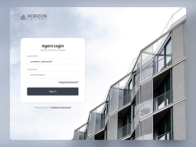 Real Estate Agent Login page agent login buy creative design login login page logo minimal page property real estate real estate agent rent sell sign in typography ui ux web website