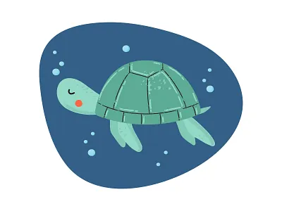 Cute swimming happy turtle design exotic graphic design illustration print vector