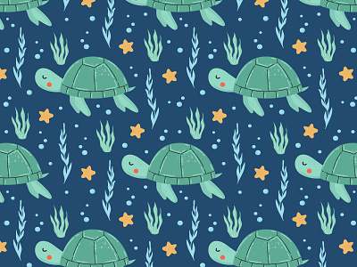 Turtle animal seamless vector pattern design graphic design illustration print textile tortoise vector