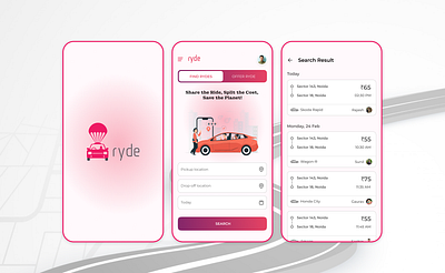 Carpooling app app carpool design thinking experience design figma mobileapp ryde transport user interface ux