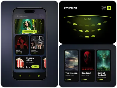 Cinema App UI app app design booking booking app cinema entertainment interface ios mobile mobile app mobile app design movie movie app product design startup ticket ui ux