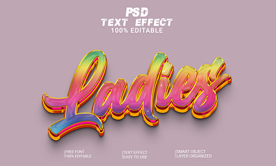Ladies 3d Text Effect 3d 3d text 3d text effect 3d text style design graphic design illustration logo text effect text style