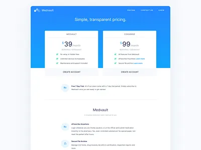 Medical SaaS Landing page app blue clean design landing page ui web web design website