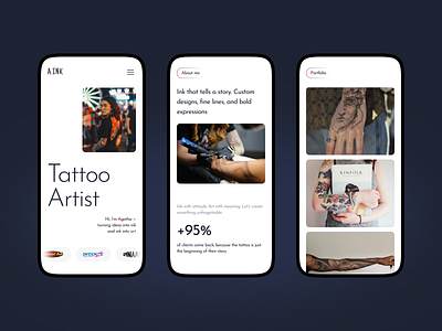 Tattoo Artist Portfolio - Mobile Experience adaptive android artist branding design figma fonts interface ios mobile portfolio tattoo typography ui ux ux ui website