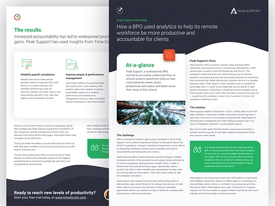 TD One Pager case study green one pager orange print roboto sell sheet time doctor