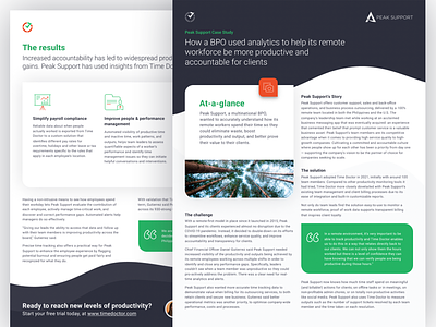 TD One Pager case study green one pager orange print roboto sell sheet time doctor