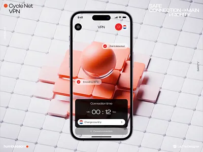 Cycle Net VPN - Mobile App Concept 3d animation browsing concept creative cybersercurity encryption inspiration interface mobile app network protection safety security shield stylish tech ui ux virtual vpn