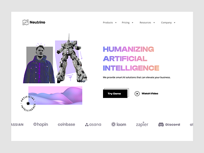 Neutrino Artificial Intelligence Website ai designer artificial intelligence product design ui website
