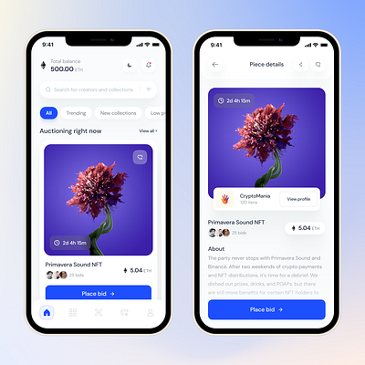 NFT App Concept app art crypto design experience gallery interaction interface nft ui ux