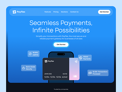 Payflex - Payment Service Landing Page Exploration branding card credit card dark mode design digital financial landing page modern payment sleek ui uiux upscalix ux website