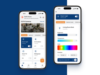 Daily UI #21 - Home Monitoring Dashboard appliance daily ui day 21 design challenge device control app home home app home automation home control home monitoring app iot mobile app mobile ui on off smart light smart tv switch ui ui design