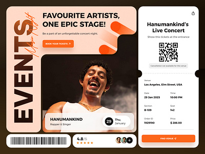 Concert Booking Experience! animation branding button concert date dribbble event graphic design hanumankind live logo motion graphics music song ticket time ui ux