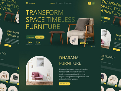 Dharana Furniture Landing Page - Web Design creativedesign designinspiration designportfolio digitaldesign figma furniture landingpage landingpagedesign ui uidesign uiuxdesign userinterface visualdesign webappdesign websitedesign