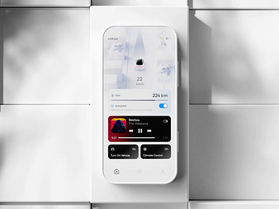 Car Dashboard Mobile UI 3d animation app car dashbaord design interaction ios minimal mobile ui ux