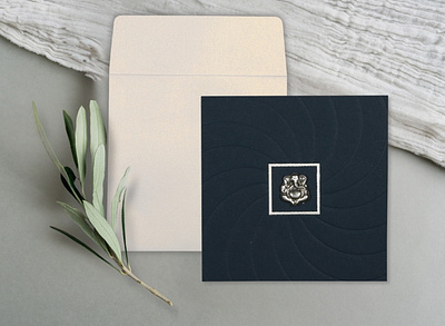 Prussian Blue Matte Pocket Themed - Embossed Wedding Card invitation ganesh