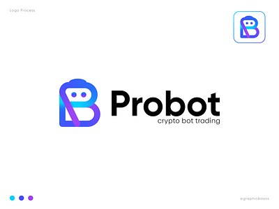 Probot - Logo Design (unused) blockchain bot brand identity branding crypto crypto logo crypto trading bot cryptocurrency cryptocurrency logo currency design logo logo design trading trading bot web3