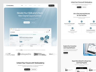 YanAcademy - Landing Page academy academy website figma landingpage online course ui uiux uiuxdesign ux web design