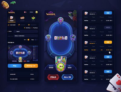 Wager: Poker app (PEPE Event) android app interface betting app casino casino app cryptocurrency gambling game game app game interface ios meme coin mobile app mobile casino mobile game mobile ui pepe poker ui ux