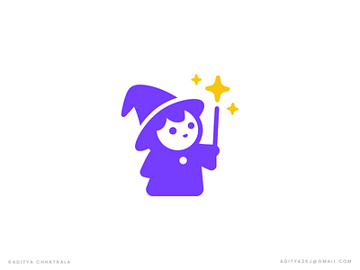 Little Wizard Logo Mascot branding game games gaming growth identity kids little logo logo design logo designer magic magic wand magician mascot modern logo play symbol unused wizard