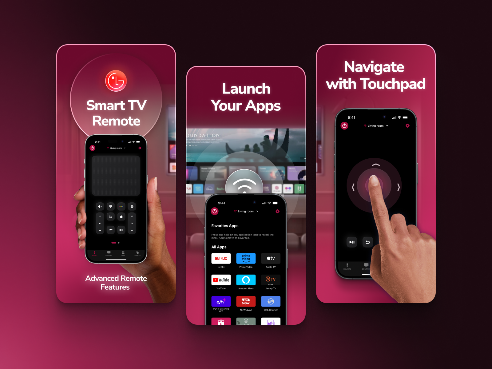 Example of Screenshots design for LG Remote App