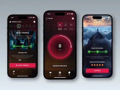 Kegel exercises trainer App appdesign appdevelopment apps colorpalette creativedesign design graphic design iosapp mobileapp mobiledesign productdesign ui uiux usability userexperience userinterface ux visualdesign