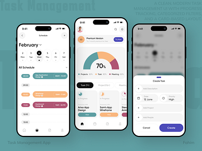 Task Management - Mobile App app app design digital planner fahim meeting mobile app mobile app design organized project planner app productivity app schedule task task management app task manager to do to do list tracker ui work list