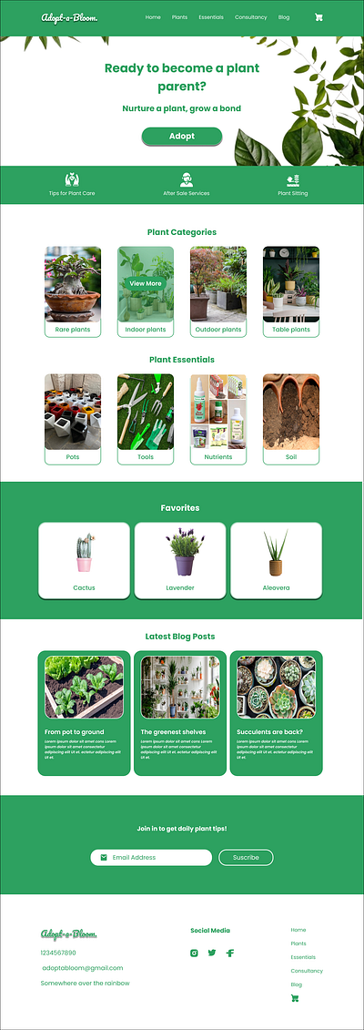 Plant Adoption landing page landing page logo plant ui web