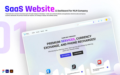SaaS Website & Dashboard UI-UX Design for MLM Company dashboard saas website ui design